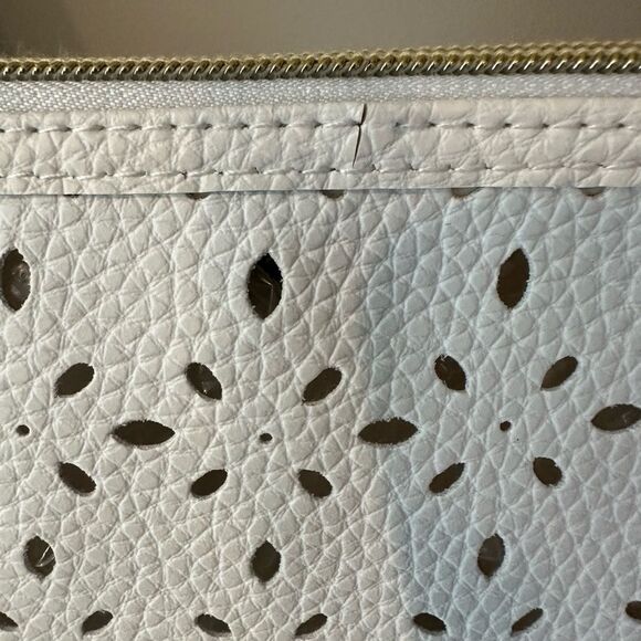 Saks Fifth Avenue White Perforated Cosmetic Case - Picture 8 of 9
